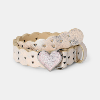 حزام مخرّم بأشكال قلب ومزين بالترتر، باللون الوردي للفتيات